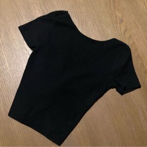 Hollister Black Women's Short Sleeve Top with Low/ Open Cross Back Design